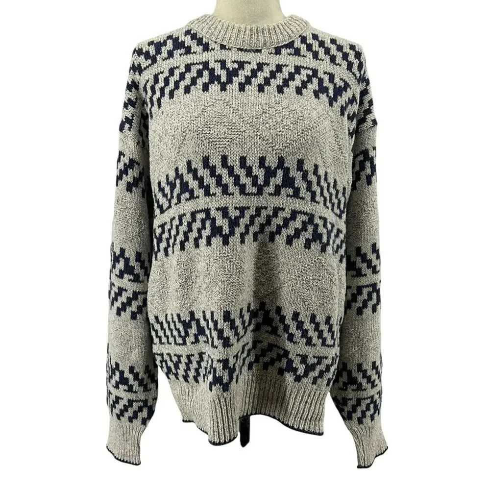 Vintage Susquehanna Trail Outfitters Mens Sweater Jumper Gray Blue Large